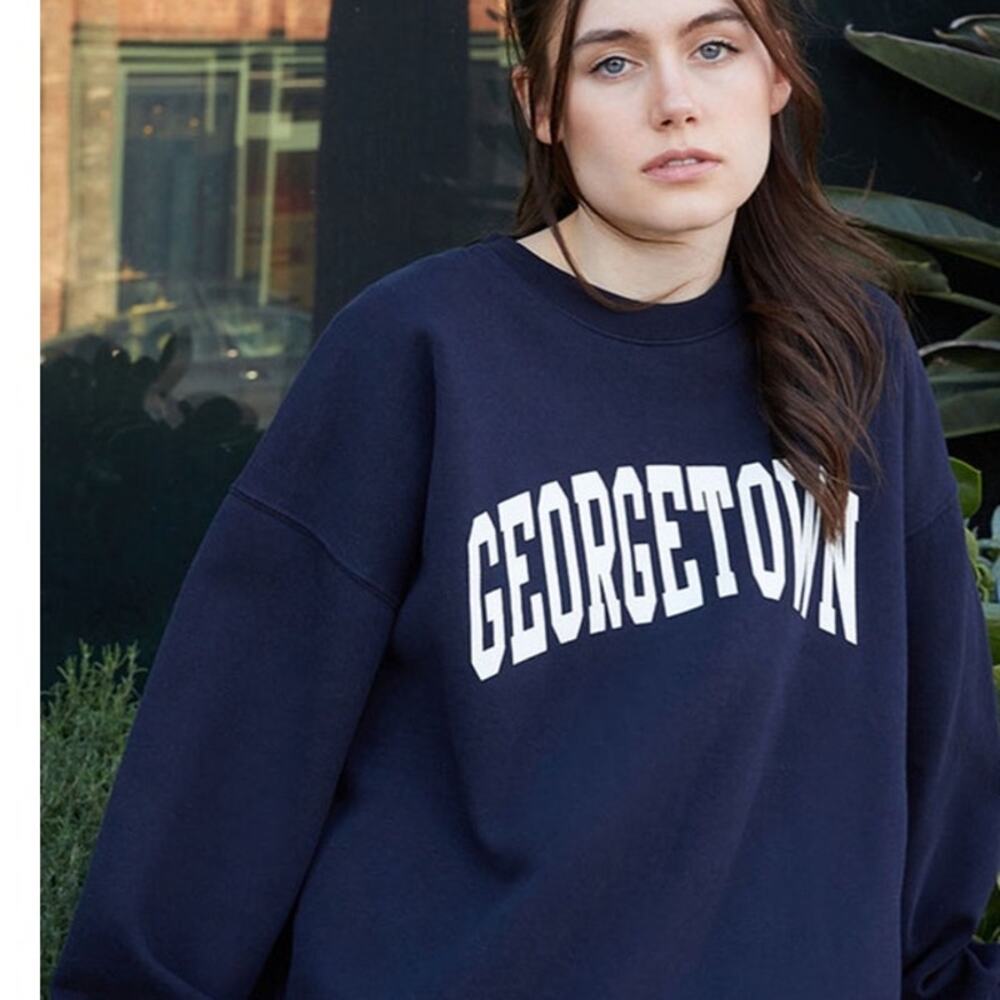 Brandy Melville John Galt Georgetown Navy Blue crewneck sweatshirt one size